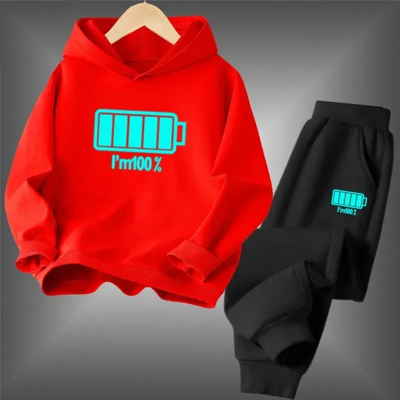 الربيع والخريف معطف بقلنسوة هوديي ملابس الأطفال رسالة عادية مطبوعة 2 قطعة معطف بقلنسوة + السراويل 3-13 سنة مجموعة #2