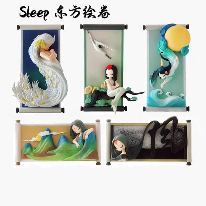 

New Hot Genuine Sleep Chinese Scroll Series Blind Box Kawaii Collection Model Mysteriou Box Trendy Toy Home Ornament Kid Gift