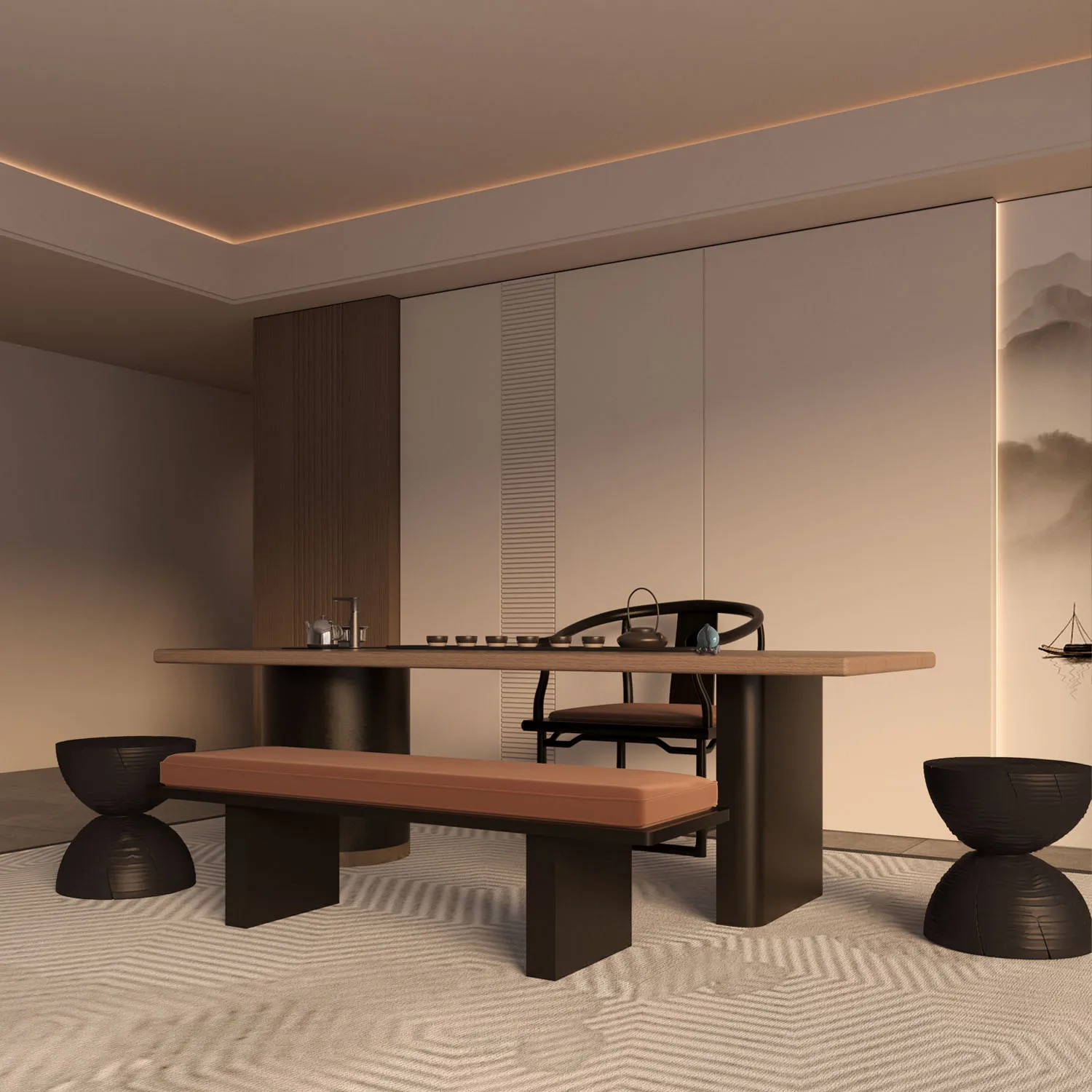 New solid wood tea table and chair combination