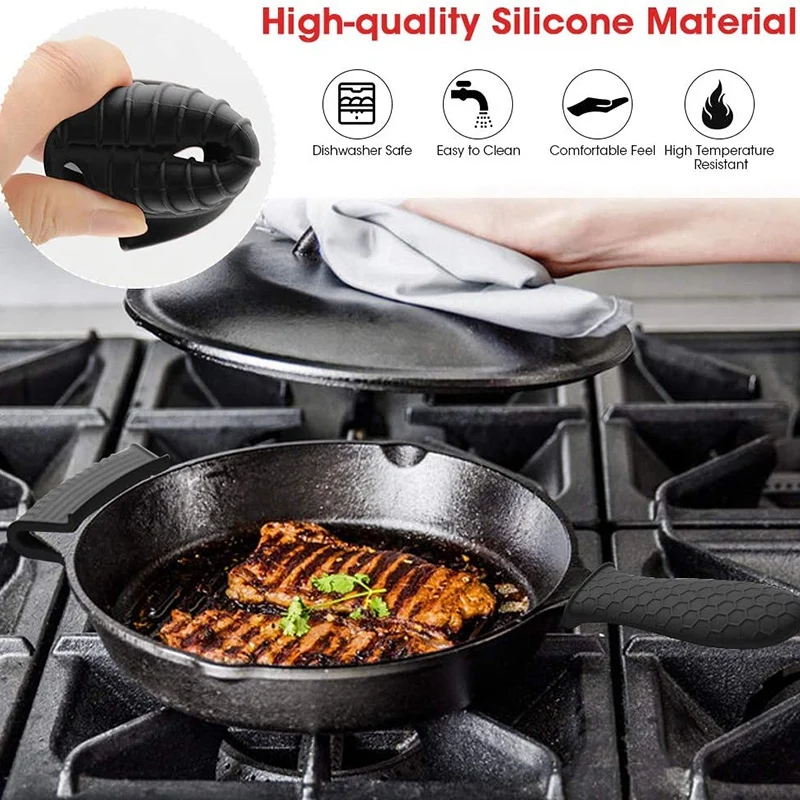 Silicone Hot Handle Holder Cover Set Assist Pan Handle Sleeve Potholders Cast Iron Skillets Handles Grip Covers