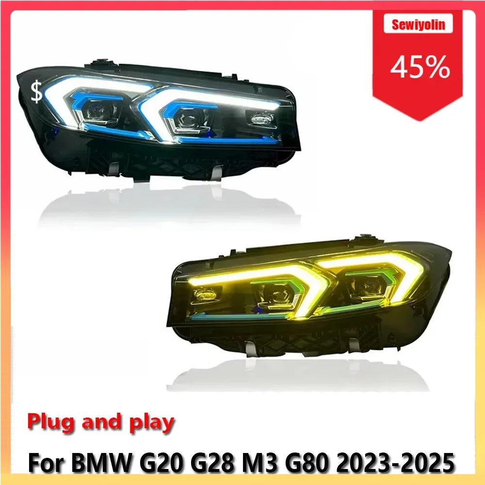 

Car Auto LED Headlight Assemblies For BMW G20 G28 M3 G80 2023-2025 Fog DRL Brake Turn Signal Lamp Plug And Play