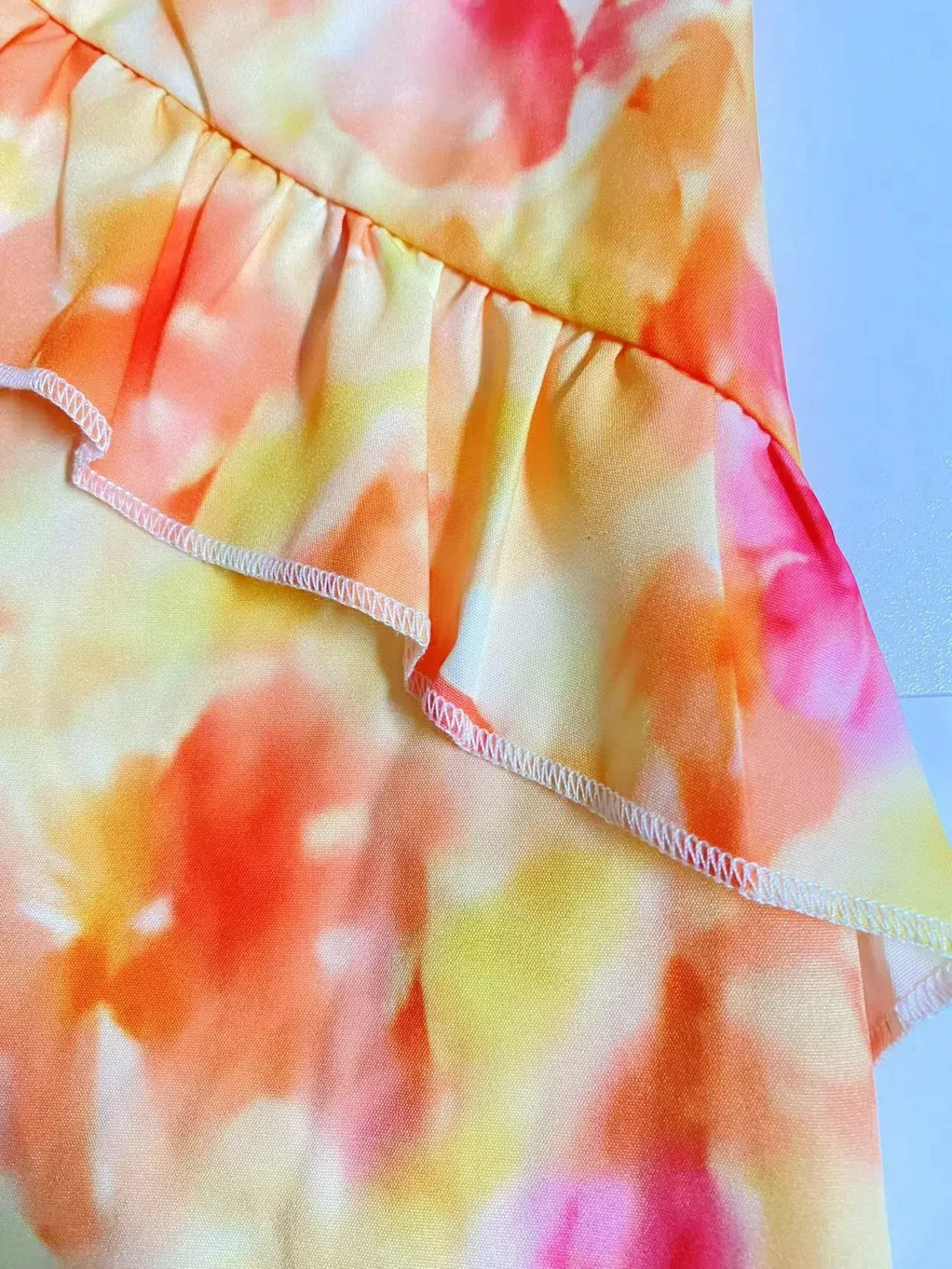 Mikydely-Elegante vestido halter sem mangas em camadas com decote em V e babados