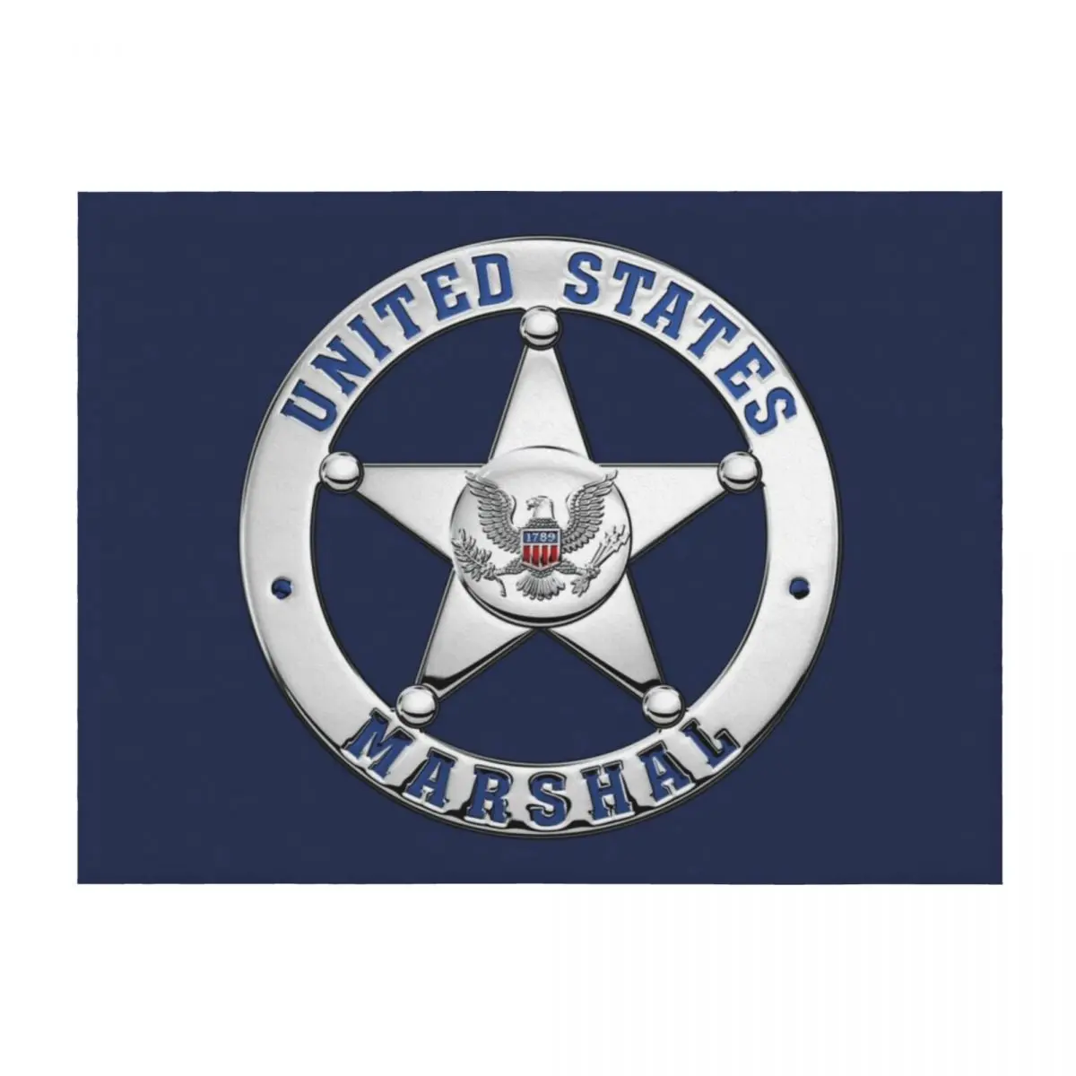 

U.S. Marshals Service - USMS Badge over Blue Velvet Throw Blanket Soft Beds Soft Plush manga Blankets