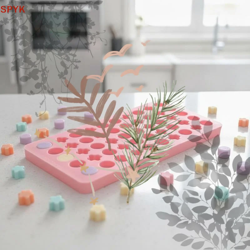 Food Grade Silicone Mold Non Stick With Round Star: Cavities Candy Chocolate Ice Cubes Gummy DIY Baking