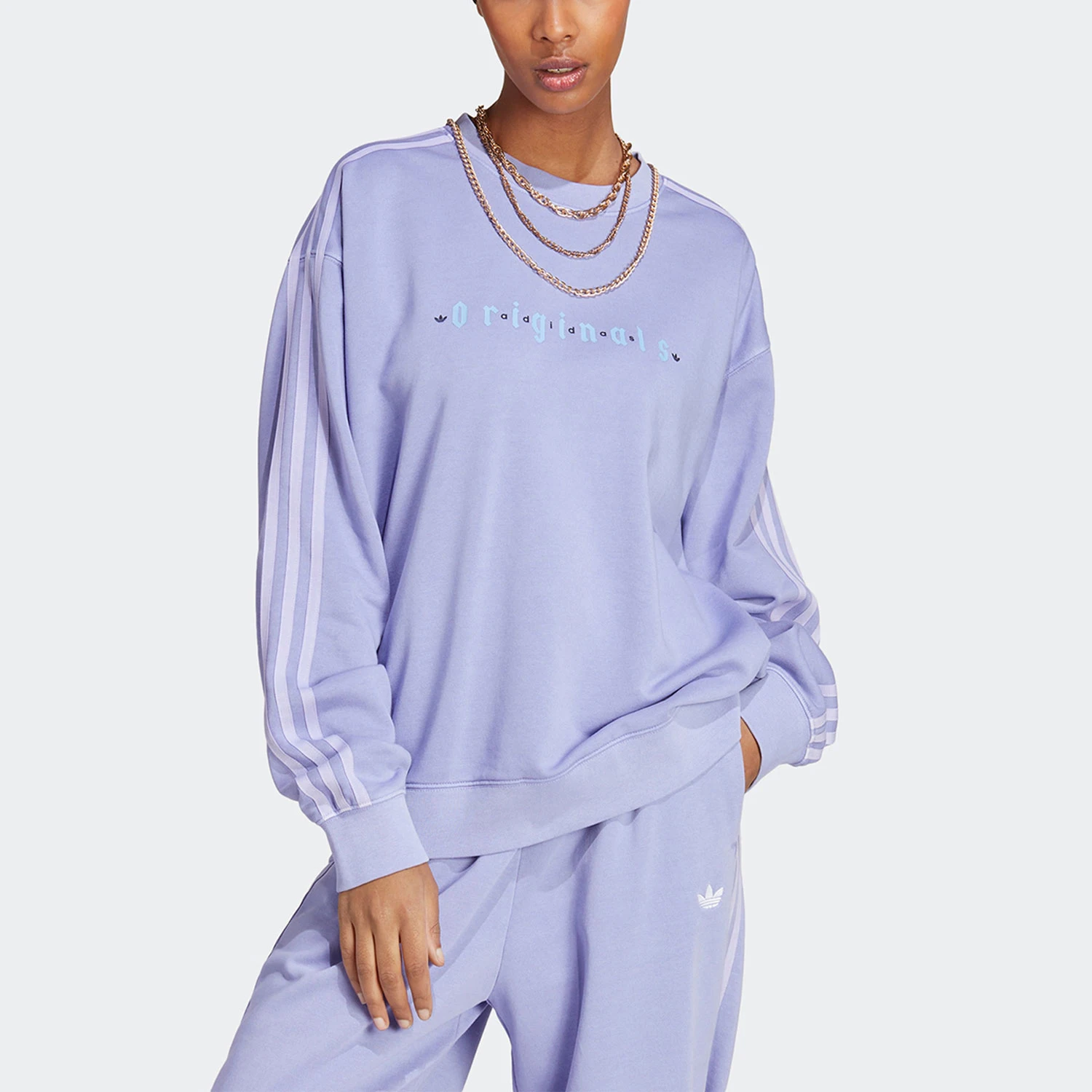 Adidas genuine Women's Loose Round Neck Long-sleeved Sweater IP7135