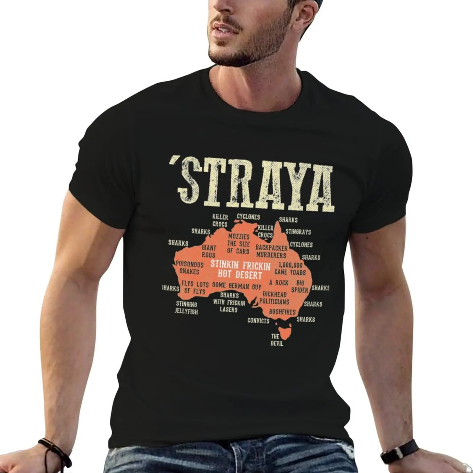 

Vintage Aussie Day Straya Australia Map Outback T-Shirt t shirt man casual anime tshirt T-Shirt