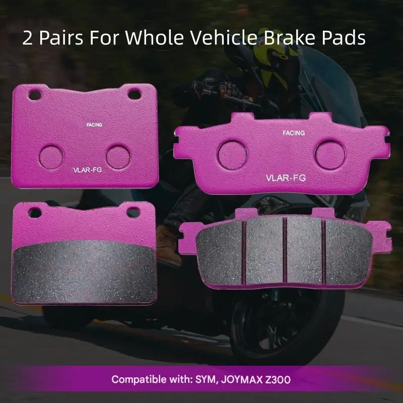 For SYM JOYMAX Z300 Ceramic Brake Pads Balanced Friction Wear-Resist DTEC Formula Less Dust For Long Time Daily Scooter Use