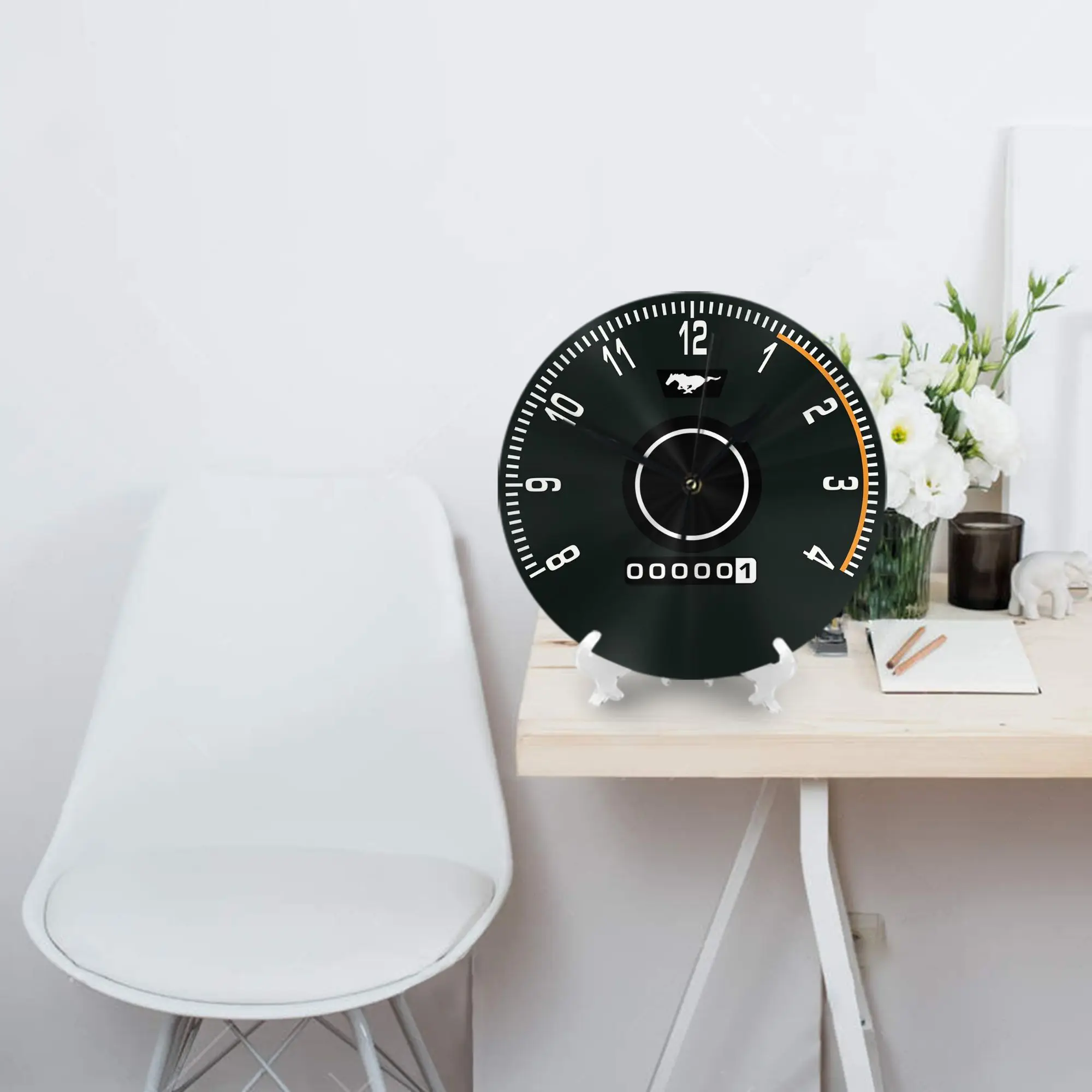 Mustang Tachometer  Wall Clock Room Decoration Silent Round Clock for Bedroom Living Kitchen Home