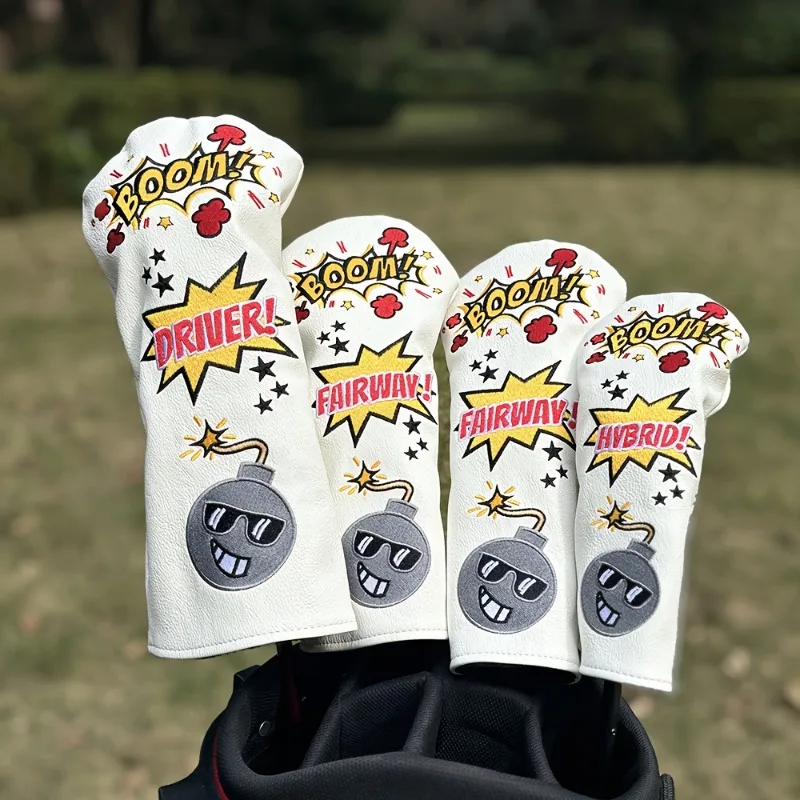 ปลอกคลุมกอล์ฟลายการ์ตูนรูปทรงระเบิด อุปกรณ์เสริมสำหรับกอล์ฟ วัสดุกันฝุ่นและทนทาน ให้การปกป้องที่ดีที่สุด