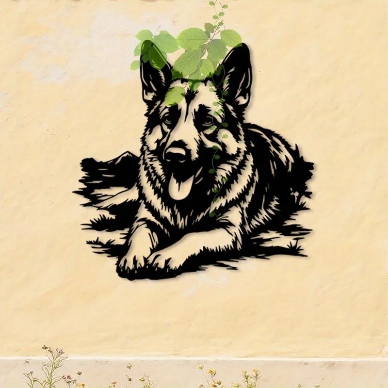 1 Stück Rostfreie Metall-Wandkunst Deutscher Schäferhund Wetterfeste Haustier-Skulptur für Innen- und Außenbereich Heimdekoration