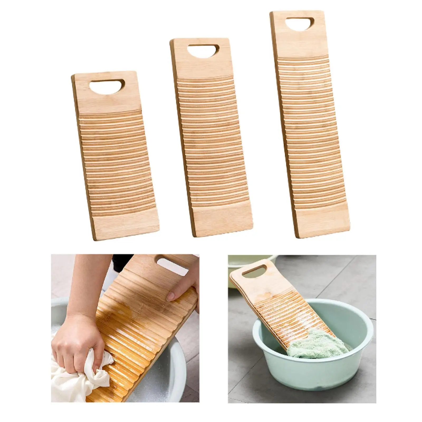 

Washboard Laundry Cleaning Board Portable Scrub Board Thickened Bamboo Clothes Washing Tool for Home Underwear Laundry Room