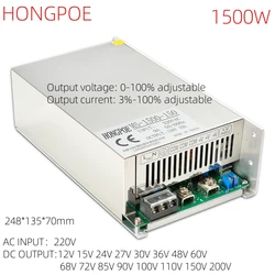 Switching Power Supply MS-1500W 110V/220V AC To DC 12V 13.5V 15V 24V 36V 48v 60V 72V 80V 110V 150V 200V Voltage Adjustable SMPS