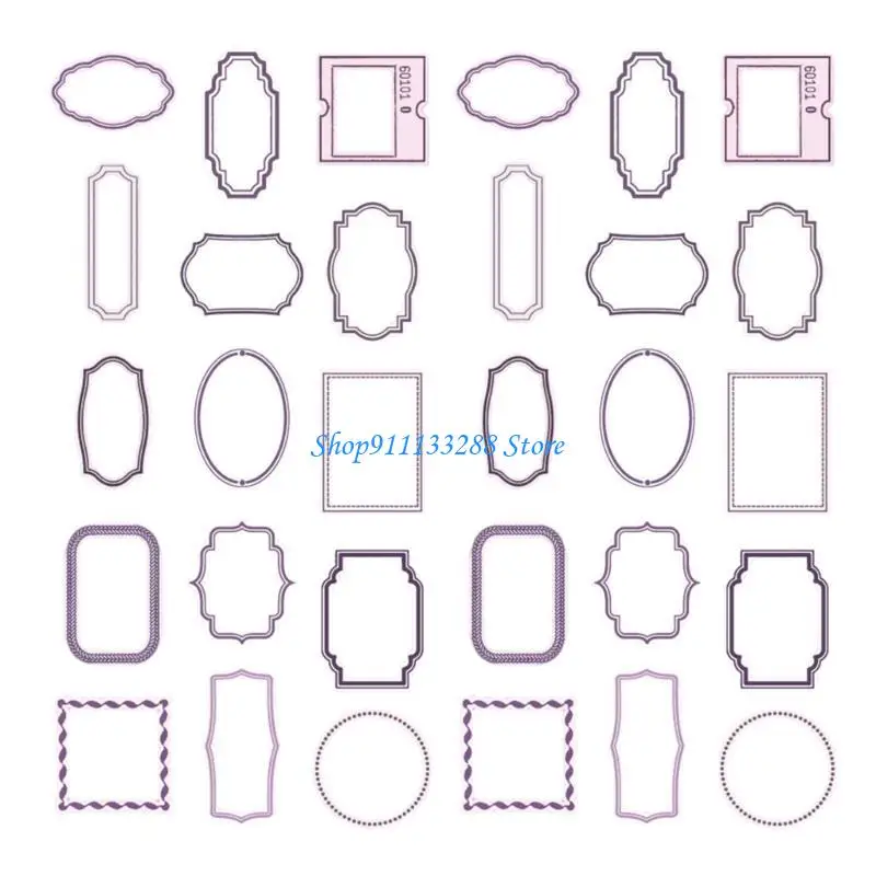 G88D 30 Pcs Retro Scrapbook Frames Vintage Picture Frame Scrapbooking Supply for Card