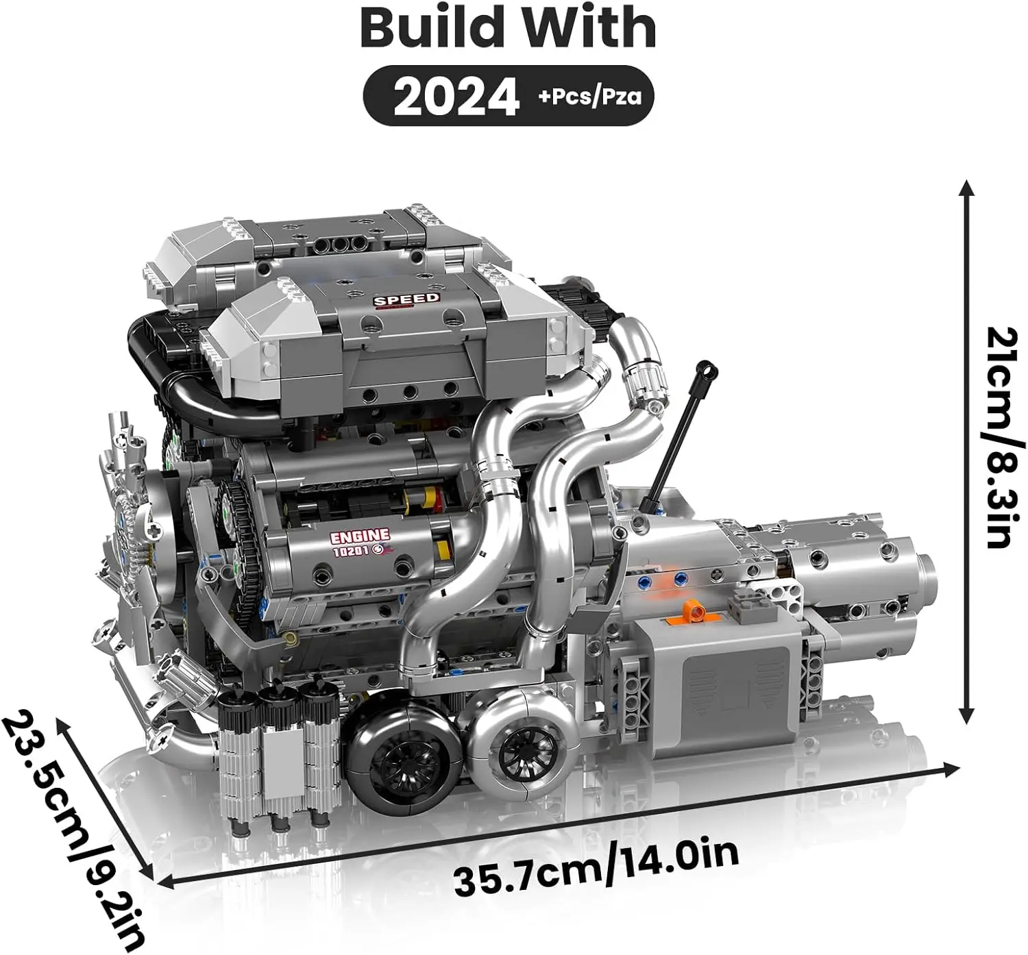 大人向けW16モデルエンジンキット、V8エンジン組み立てセット、モーター付きミニエンジンおもちゃスケール、STEMプロジェクト組み立てキット、DIYコラボ