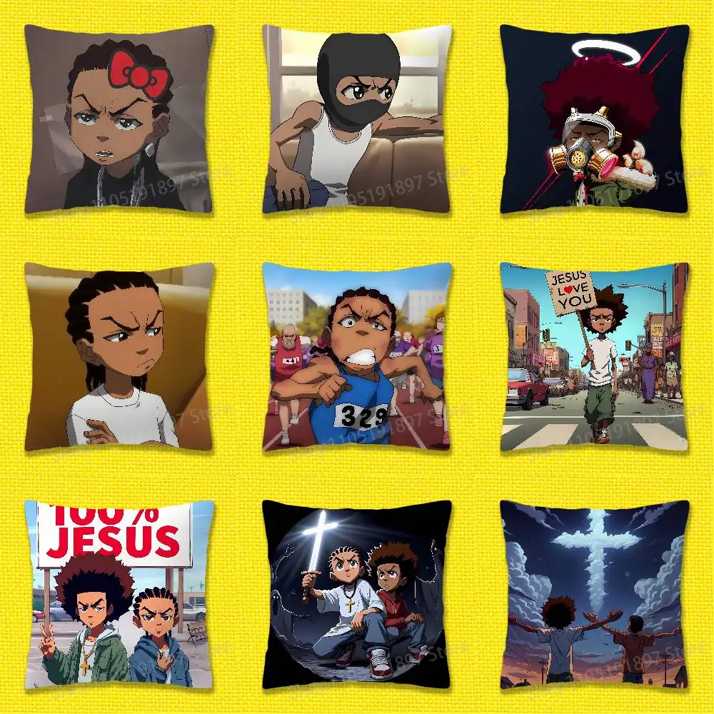 

Jesus Cross Riley Huey Freeman B-Boondocks Throw Pillow Case For 30cm 40cm 45*45cm 50cm 55cm Square Sofa Pillowcase Shell