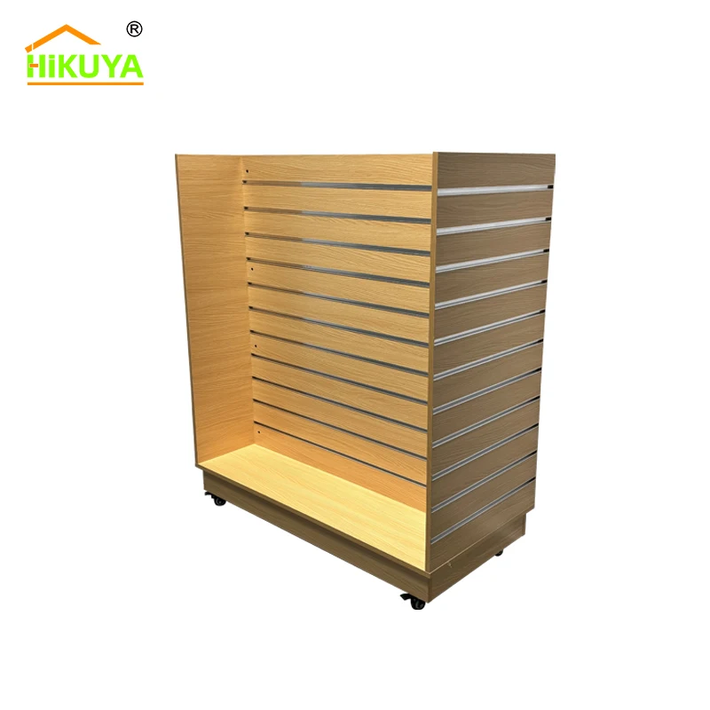 Custom.HIKUYA Factory Wholesale Slatwall Display Stand  Wood Retail Display Table for Jewelry Clothes Store