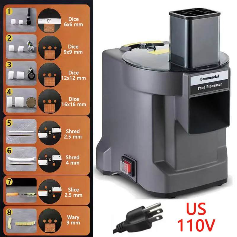 Commerciële Groente Chopper 3-in-1 Multifunctionele Elektrische Snijmachine Wortel Aardappel Slice Shred Blokjes Keukenmachine
