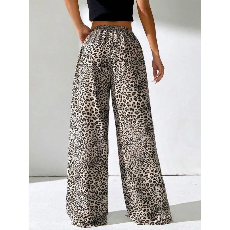 Taglie forti 1XL-5XL Pantaloni larghi da donna nuovi Pantaloni dritti con lacci in vita elastica scozzese allentato casual ﻿