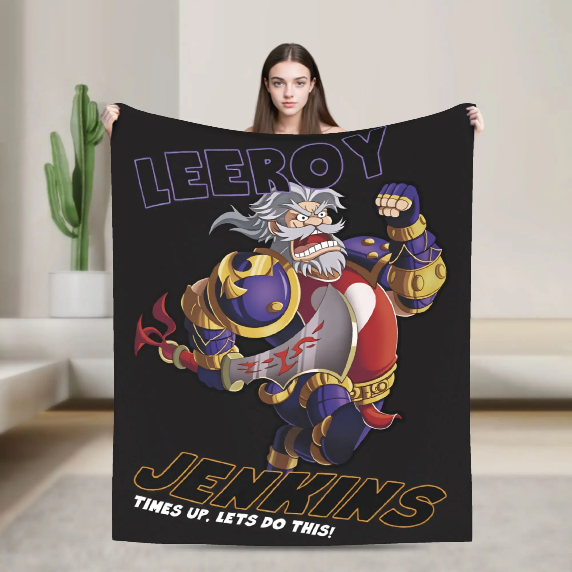 Leeory Jenkins Knitted Blankets Fleece W-Warcrafts Game Lightweight Thin Throw Blanket for Airplane Travel Bedroom Quilt