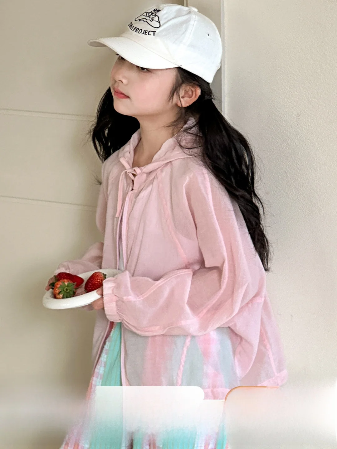 girls-summer-thin-jacket-hat-design-sun-protection-clothes-korean-style-polyester-fiber-long-sleeve-short-length-knot