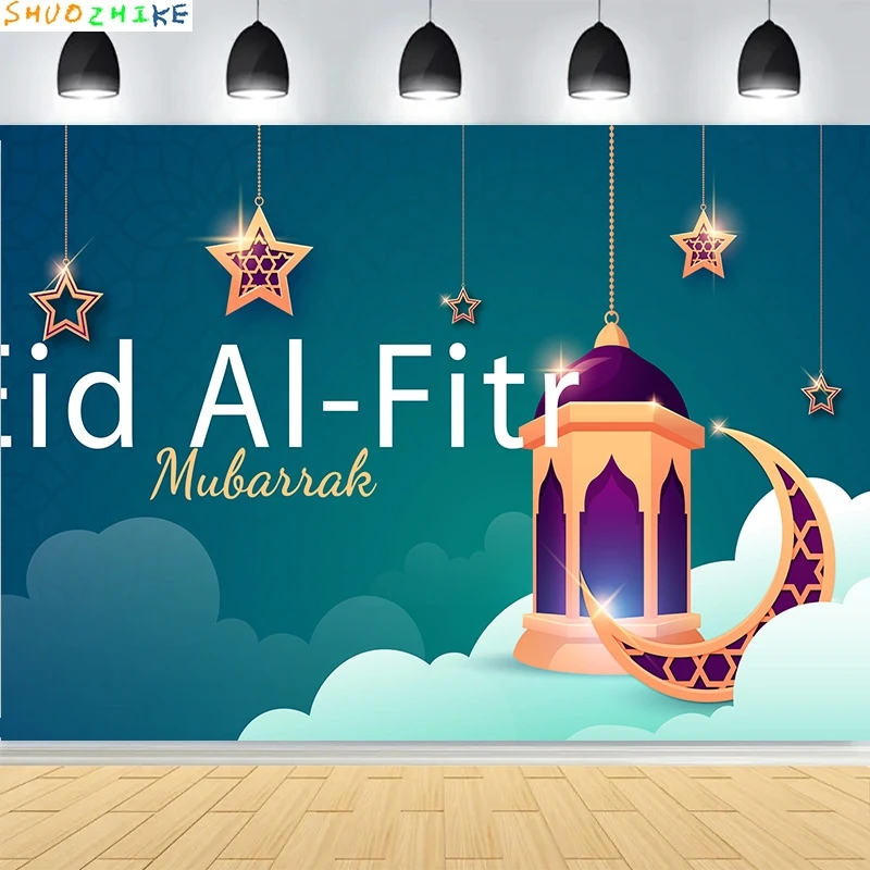 رمضان عيد كريم مبارك السنة الإسلامية الجديدة القمر الفوانيس خلفية قصر عربي الشموع مسجد خلفيات للتصوير الفوتوغرافي EI-03 #3