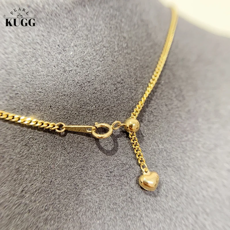 

KUGG 18K Yellow Gold Necklace Fashion Cuban Chain Design lNS Style Exquisite Party Jewelry for Women and Girls Can Customize