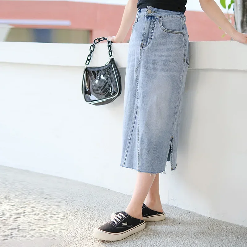 

School Girls Denim Skirt Summer New 2023 Light Blue Casual Skirt for Children Fashion All-match Teenage Kids Skirt 13 14 Years