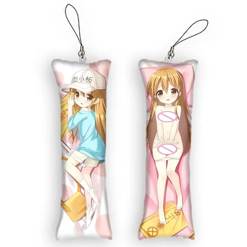 

4x12cmAnime Keychain Cells at Work! Kesshoban Cartoon Dakimakura Mini Pendant Print Ornament Cute Small Body Pillow Pendants