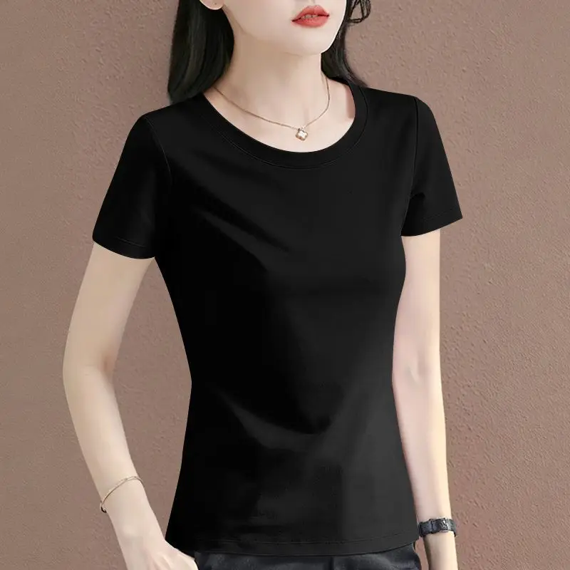 New O Neck T-Shirt Women Streetwear Hip Hop Style Loose Fit Short Sleeve Comfy Casual Tee Tops Fashion Outfits for Young Ladies