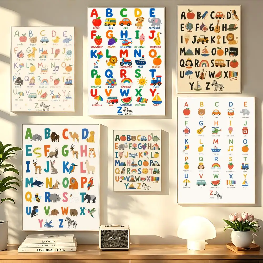 New Colorful ABC Alphabet Poster HD art sticky wall waterproof home living room bedroom bar decoration