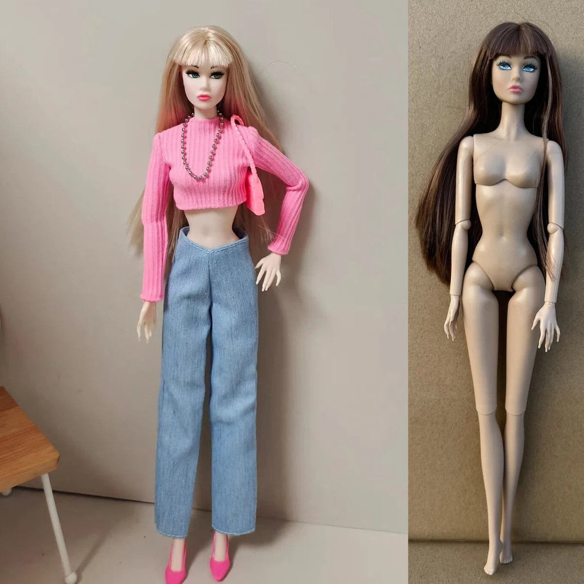 1/6 Fashion PP Supermodel Doll Figures 32cm Doll Body Toy Multiple Skin Tones Joints Movable Female Body+Head Collectible Doll