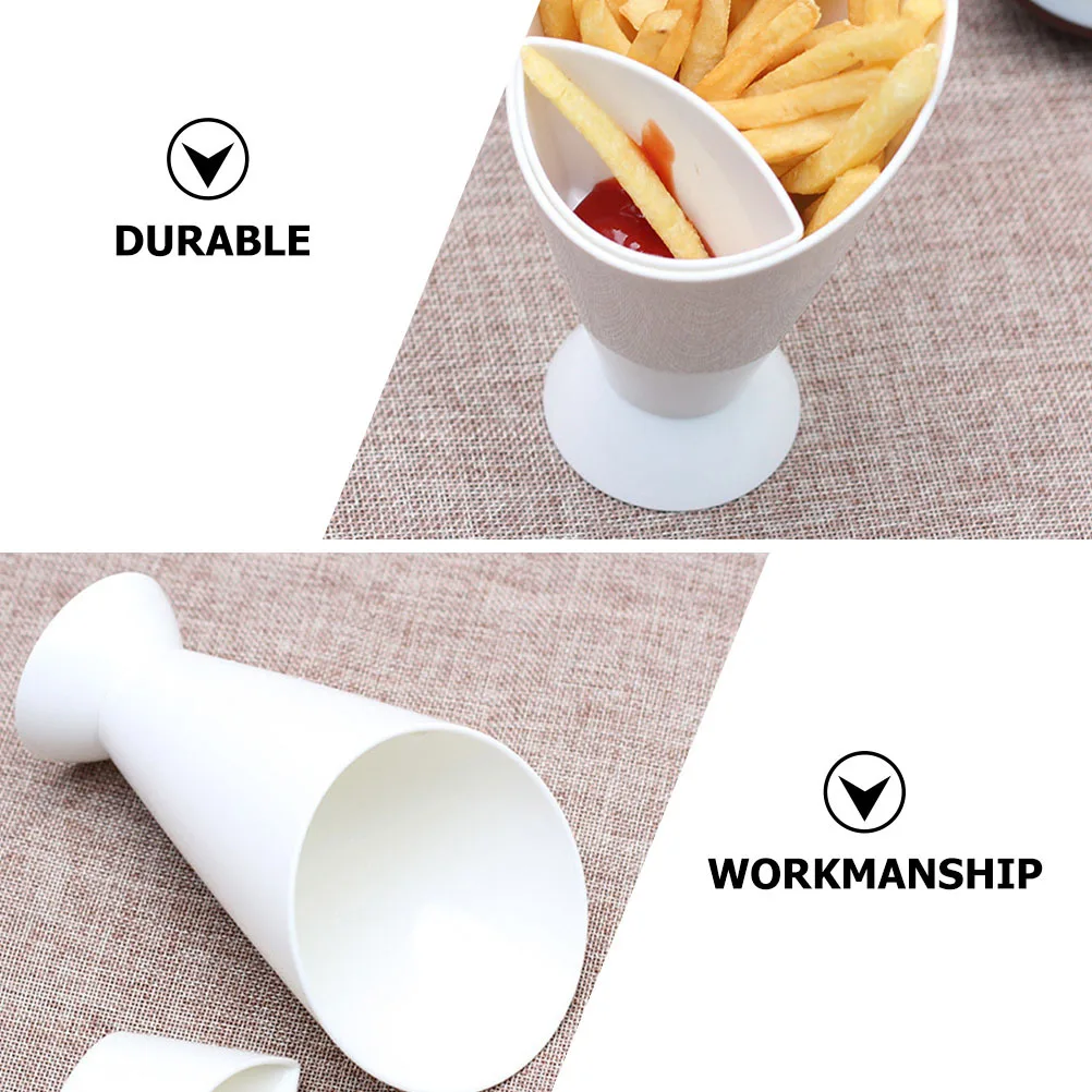 

6Pcs PP Salad Cup French Fry Dipping Cup with Dual Slots for Fries and Sauce Portable Lightweight Dipping Container for Snacks