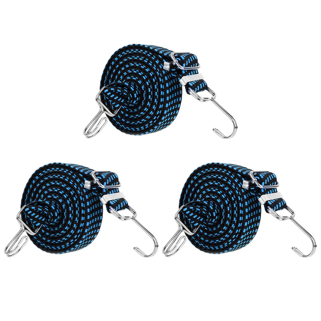 3 Pieces Motorbike Bungee Cord Reusable Colorful 4m Heavy Duty Fixing Rope Outdoor Cycling Motorcycling Straps