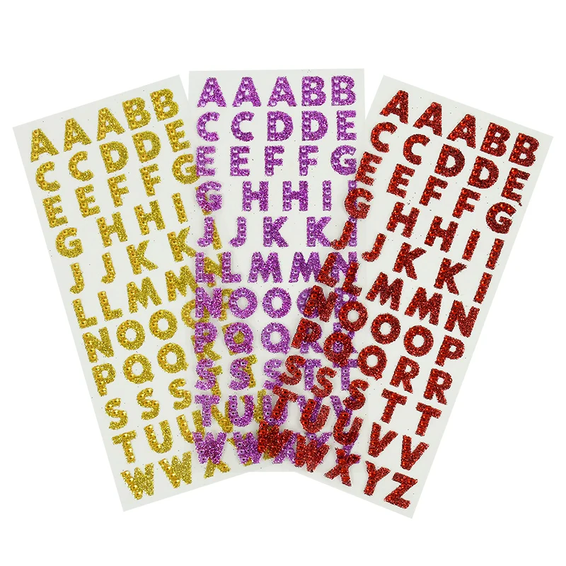 1 قطعة بريق A-Z الحروف الأبجدية ملصق سكرابوكينغ القرطاسية اللوازم المدرسية أسود/الذهب/الفضة/الأحمر/الأزرق/الوردي/الأرجواني/الأخضر
