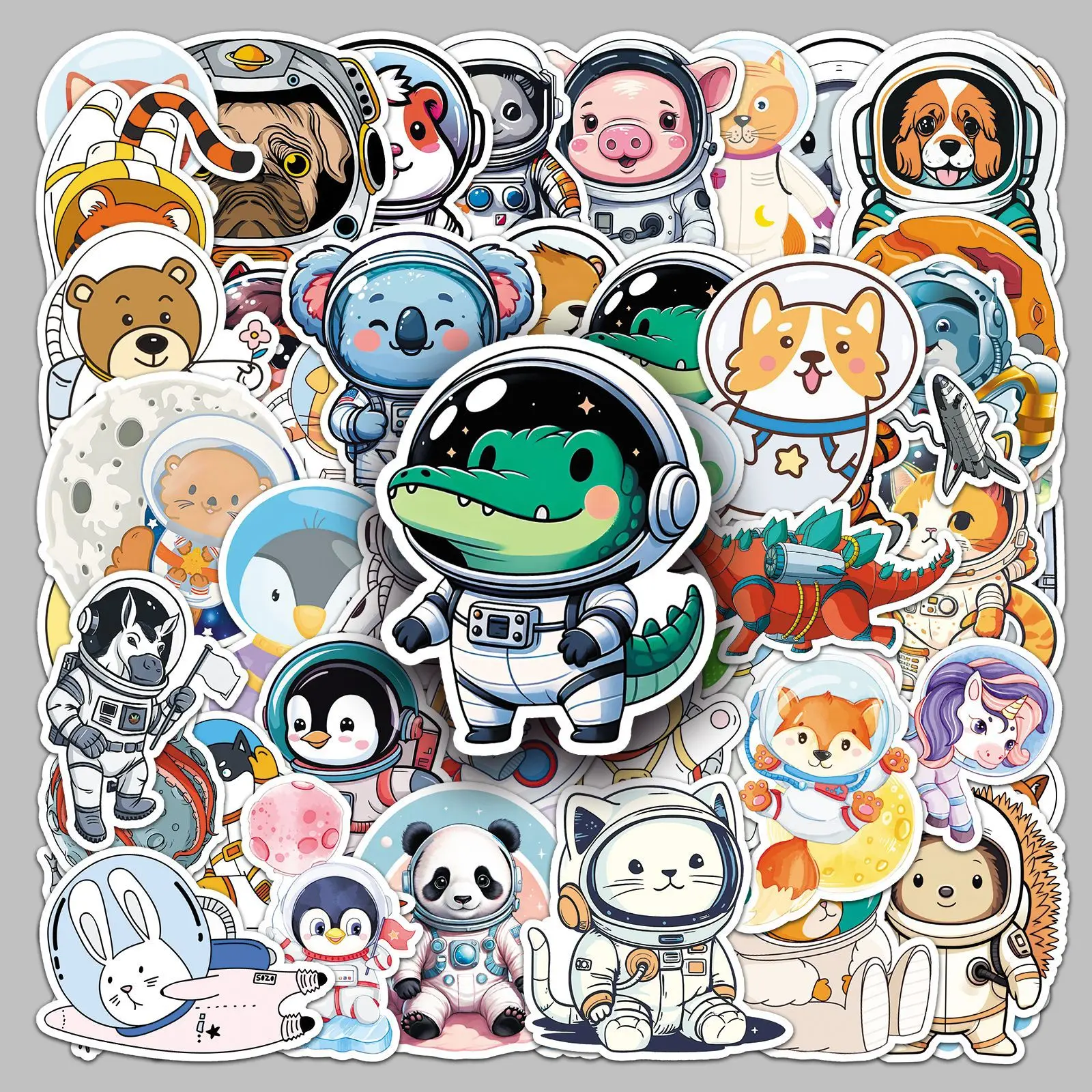 10/30/50PCS Cartoon Schattige Dieren Astronaut Stickers Leuke Creatieve Graffiti Decoratie Helm Brillenkoker Gitaar Decal Kinderen Speelgoed