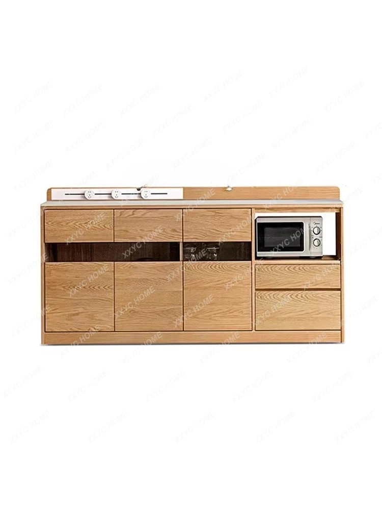 Living room, bedroom storage cabinet rock slab solid wood dining side cabinet integrated wall storage cabinet household