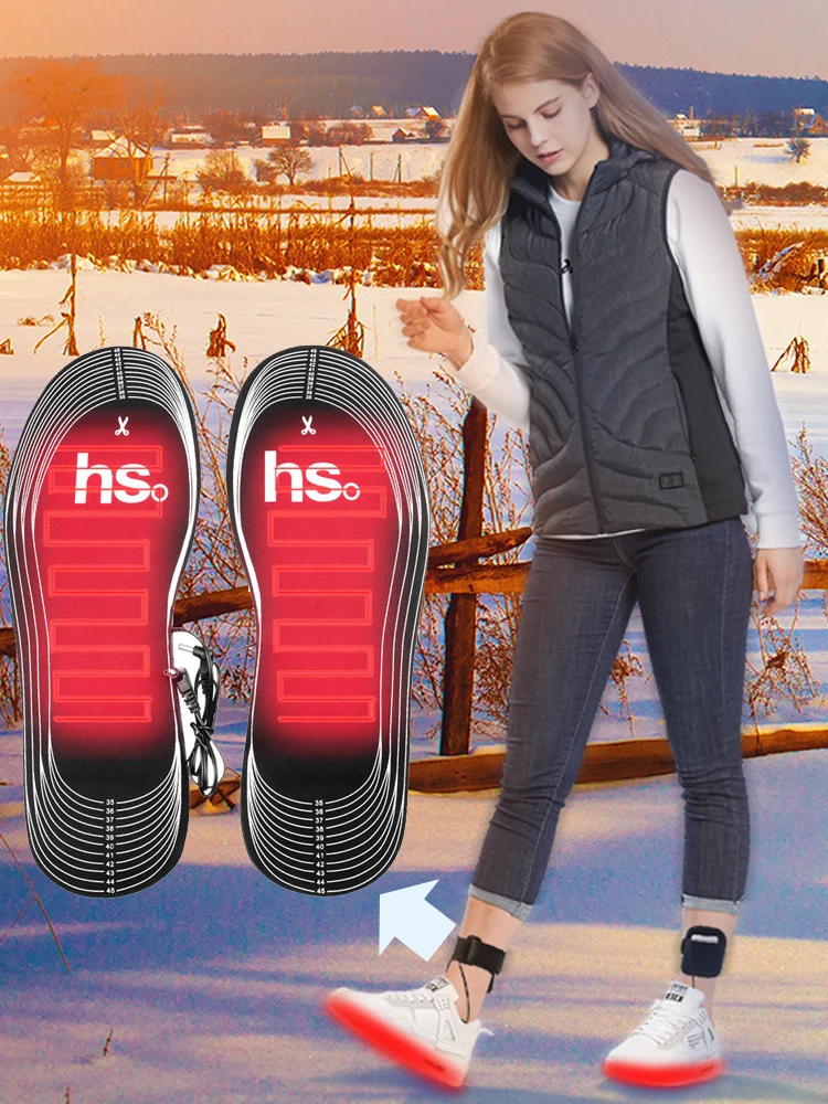 AliExpress NONE Heated Insoles for Shoes & Boots Inserts Winter Hunting Cycling Skiing Feet Warmer Insoles With USB Cable and Battery Case Strap