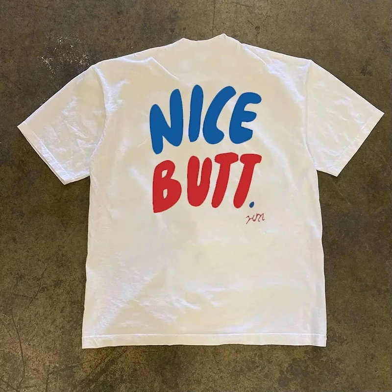 Pure Cotton Short Sleeve T-Shirt Double Thread Loose Fit Men's Style Breathable Summer Fashion Retro American Couple Tops