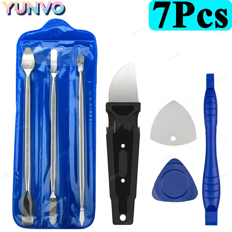 

7 шт., инструменты для ремонта мобильного телефона, планшета, монтировка из нержавеющей стали, корпус багажника, металлический скребок для литья под давлением, разборки для iPhone