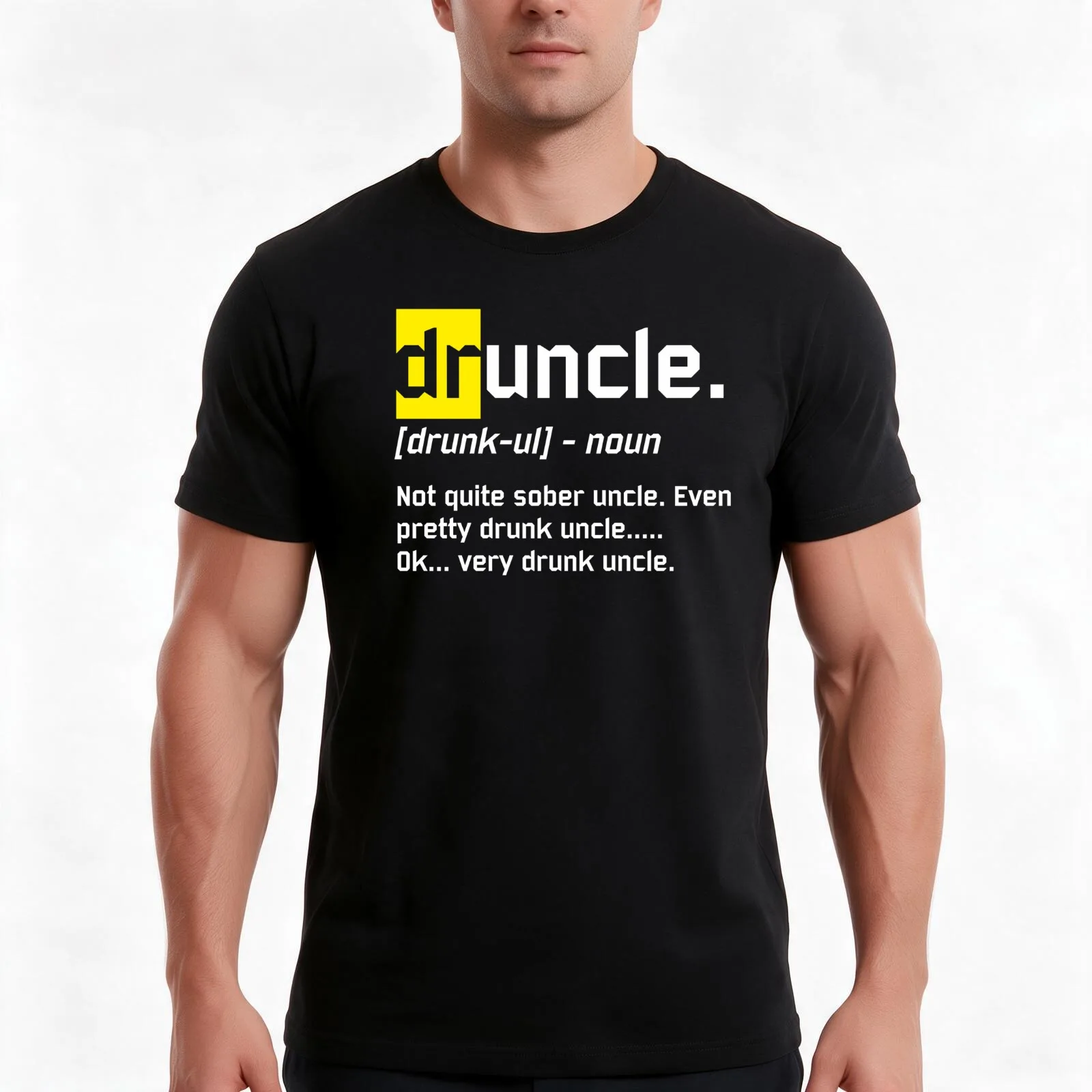 Druncle Definition Funny Uncle Gift T-Shirt, Summer Casual Cotton Tee, Oversized Streetwear Tops, Vintage Graphic Print