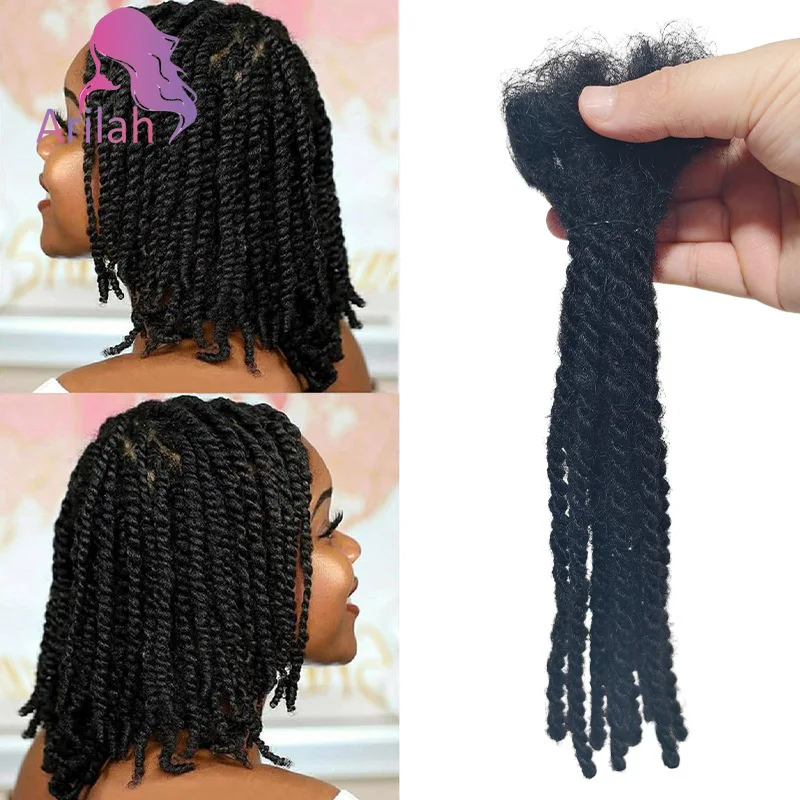 8 cali 10 cali 0,6 cm Afro Kinky Textured Locs Przedłużenia z Włosów Naturalnych 100% Ręcznie Robione Przedłużenia Włosów Damskie Można Farbować od Orientfashion