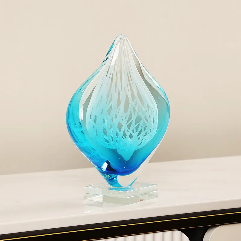 Minimalist glass high-end creative water drop ornament modern light luxury model house living room wine cabinet Bogu rack soft