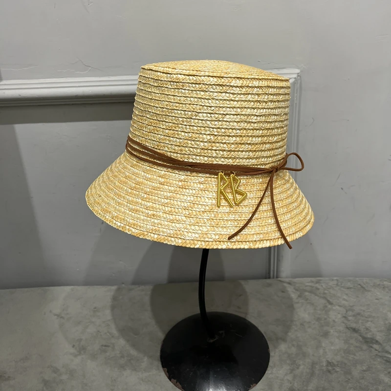 Kapelusz słomkowy damski Retro Elegancki na wyjścia Kapelusz typu bucket Kapelusz słomkowy typu basin Ochrona przed słońcem Kapelusz przeciwsłoneczny na plażę