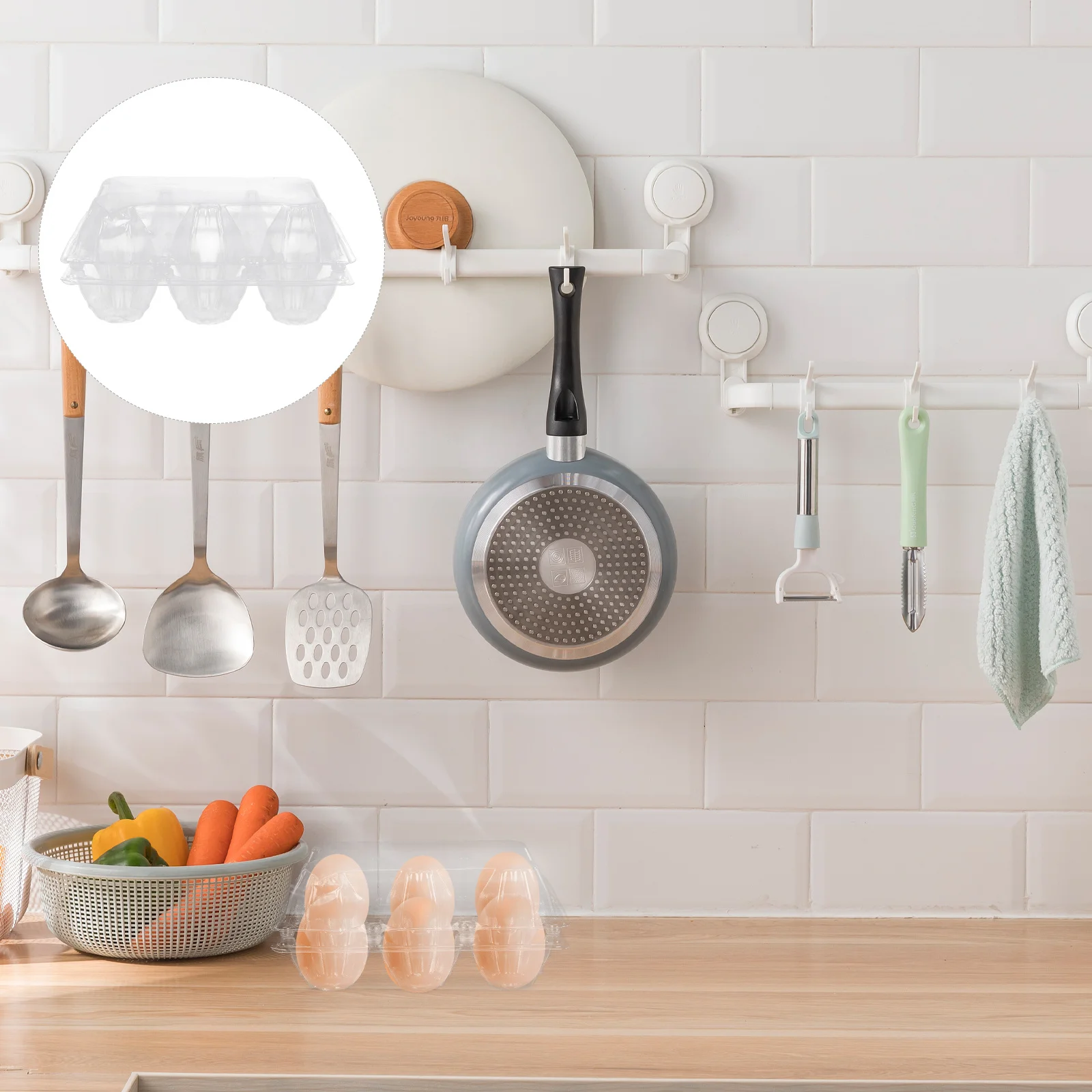 

50pcs Reusable Pvc Egg Holder 6 Slots Clear Egg Container For Storage Packaging Box Kitchen Restaurant Decoration