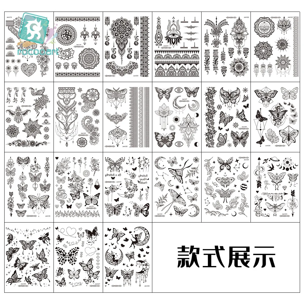 Size:158*120mm New Butterfly Tattoo Plain Flower Sexy Finger Collarbone Dark Waterproof Temporary Tattoo Sticker