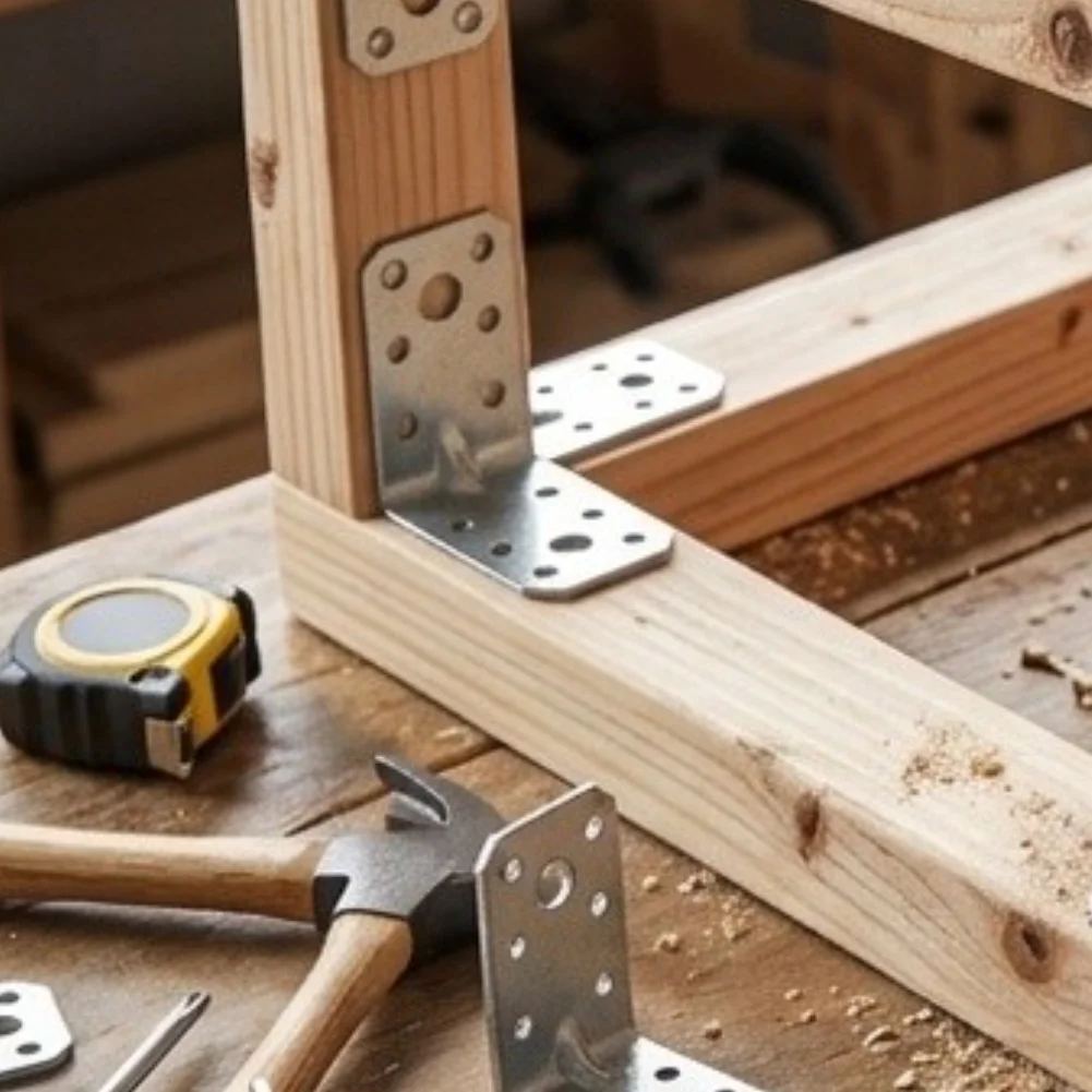 20pcs Multi Hole L Brackets 2x2x1.4 Inch Galvanized Steel for Tool Free For Furniture Cabinet For Wood Installation