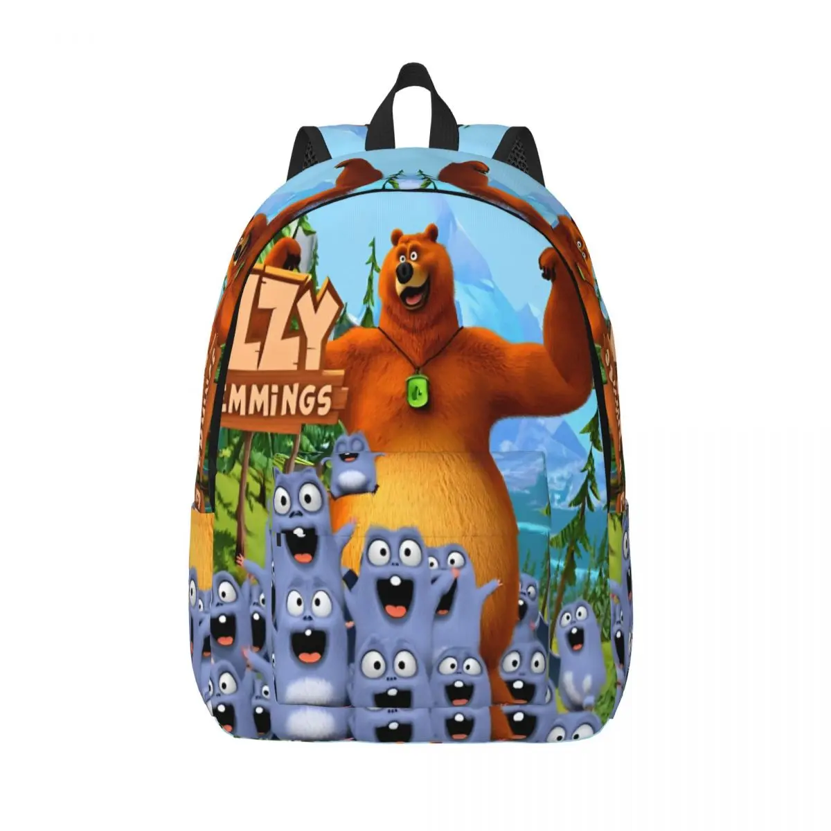 

Рюкзак GRIZZY AND THE LEMMINGS для мужчин и женщин, крутой студенческий деловой рюкзак с рисунком медведя, холщовые сумки для ноутбука с карманом