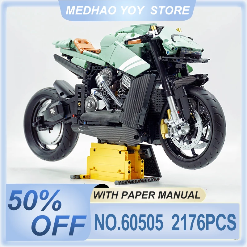 

1:5 GULY 60505 Model Motorcycle MADING Building Blocks Technical Bricks Set Motorbike Assembly Kids DIY Toys Boys Chrismas Gifts
