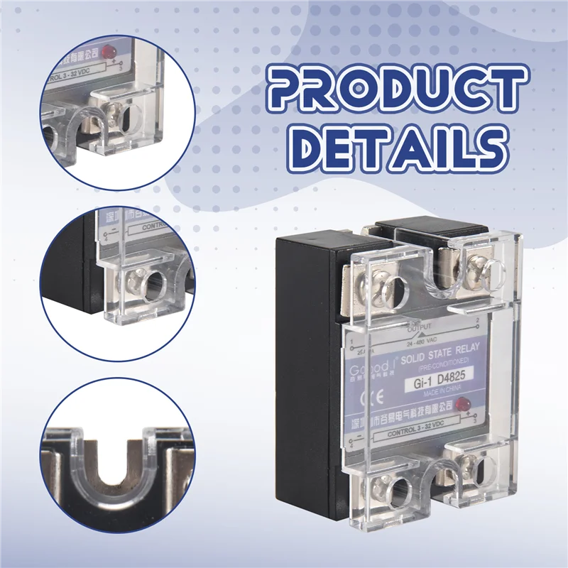 AA08-SSR 25A 3-32V DC ~ 24-480V AC 단상 솔리드 스테이트 릴레이 DC 제어 AC MGR-1 D4825 부하 전압