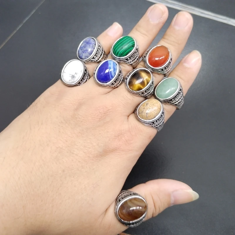 Natural stone ring man 925 silver ramadan EId gift accessories turkish jewelry on hand
